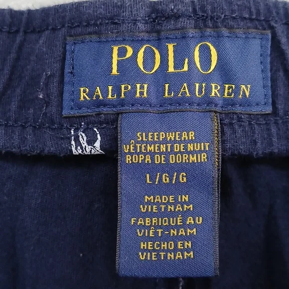 Polo Ralph Lauren Pajama Pants Mens Blue AOP 100% Cotton Casual Lounge Lg - Picture 5 of 7